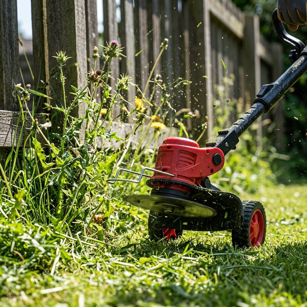 Cordless Electric Grass Trimmer and Whipper Snipper – 36V Battery Line Trimmer with Support Wheels and Multi-Blade Kit