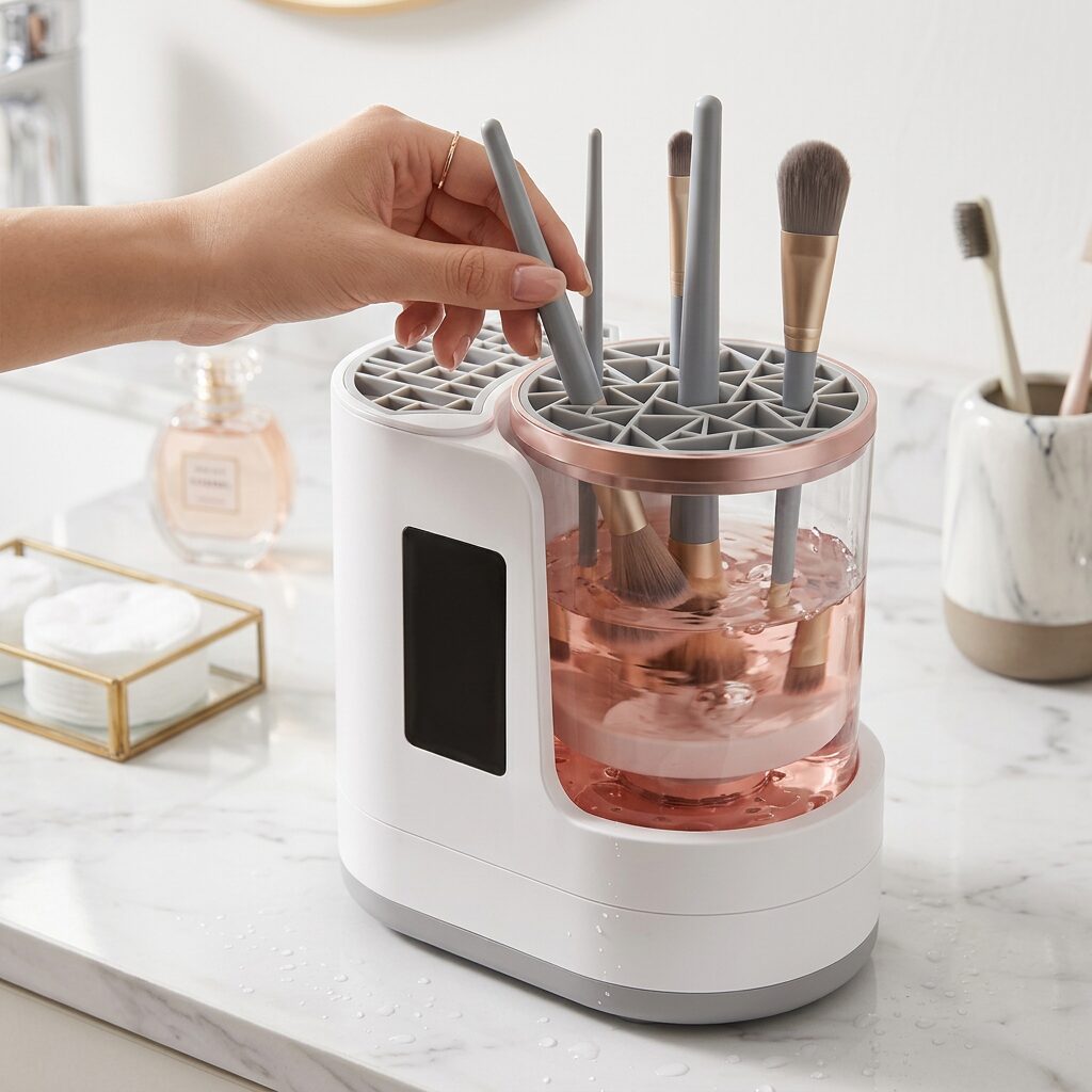 Electric Makeup Brush Cleaner and Dryer – Automatic Brush Washing Machine for All Brush Types
