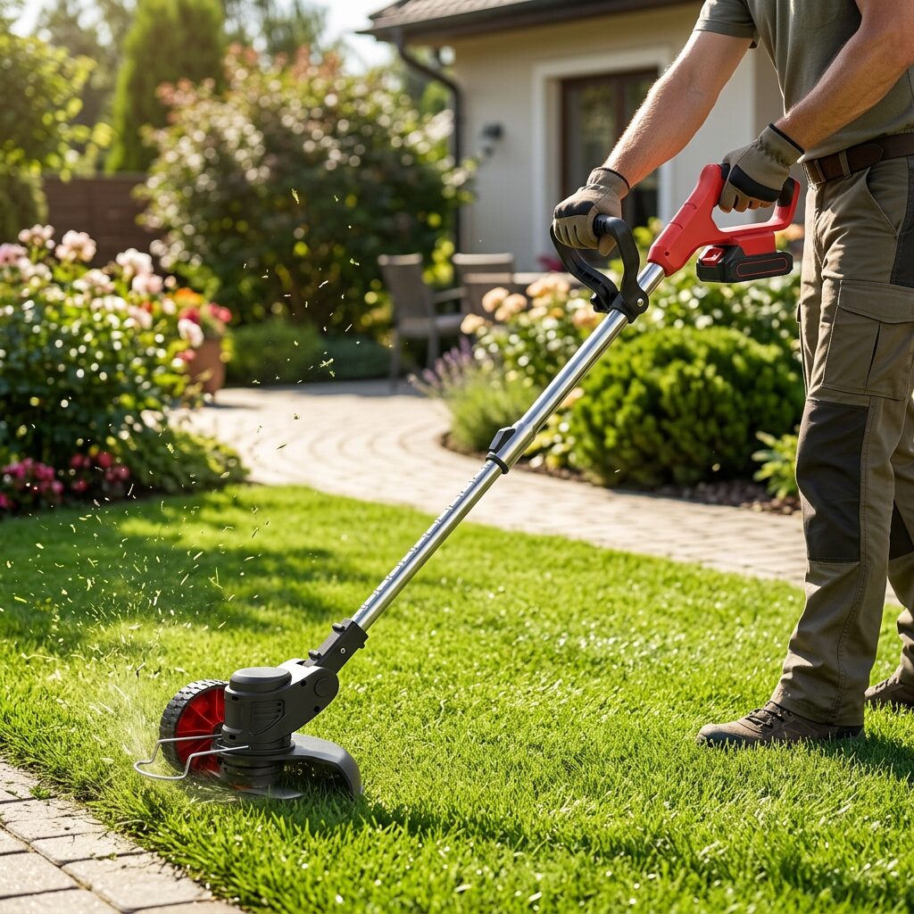 Cordless Electric Grass Trimmer and Whipper Snipper – 36V Battery Line Trimmer with Support Wheels and Multi-Blade Kit