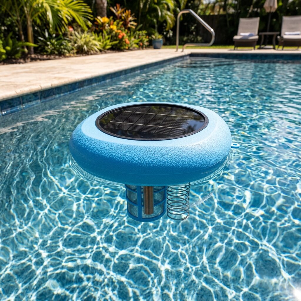 Solar Pool Ionizer - Chemical-Free Solar Powered Pool Purifier that Reduces Chlorine for Above Ground and In-Ground Pools