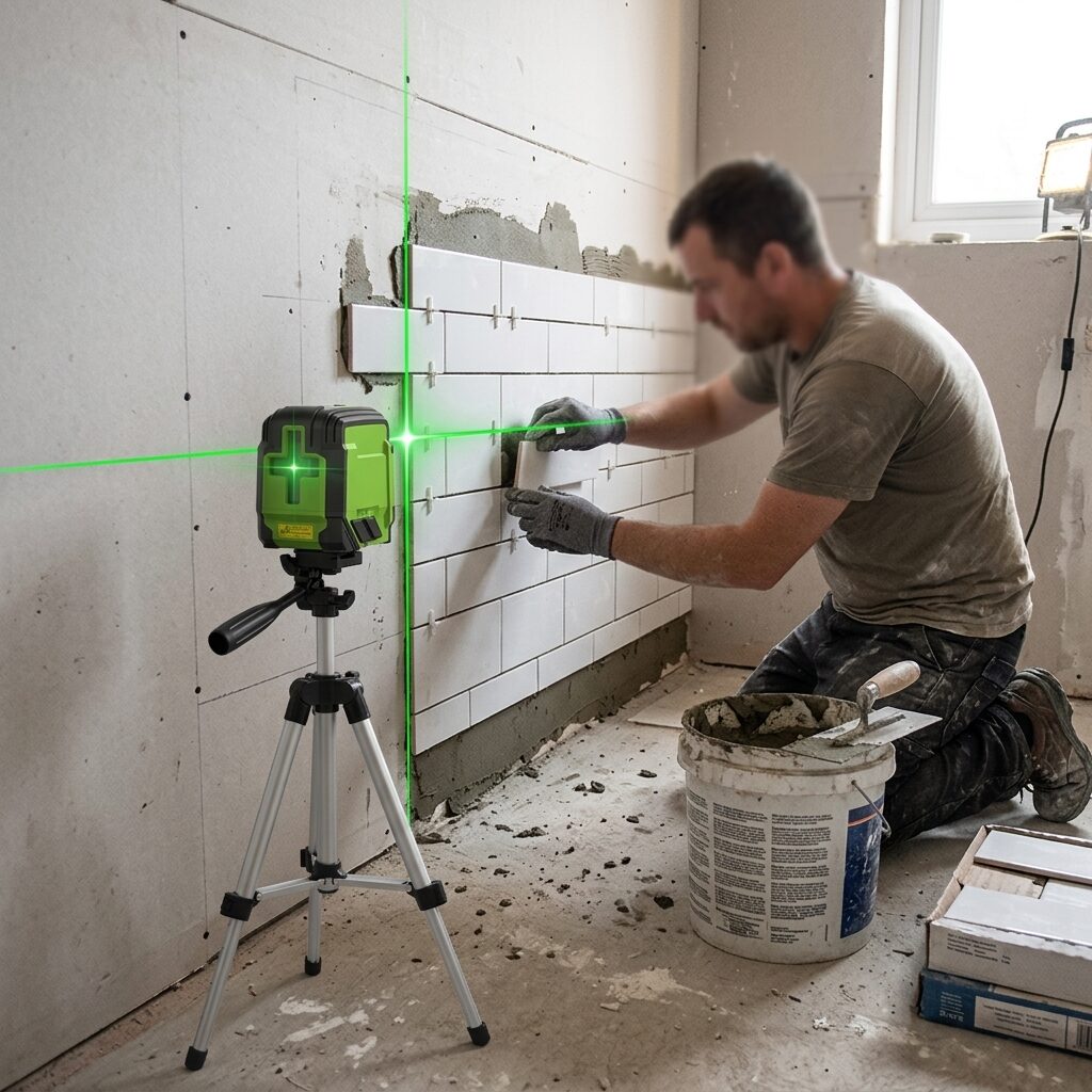 Green Laser Level - Self Leveling Cross Line Laser Level with Magnetic Bracket, Horizontal and Vertical Lines for DIY, Tiling and Picture Hanging