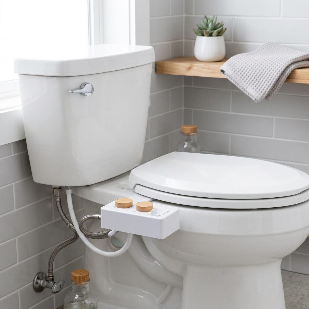 Bidet Attachment - Non Electric Bidet Toilet Seat Attachment with Adjustable Warm and Cool Water Spray, Self Cleaning Nozzle