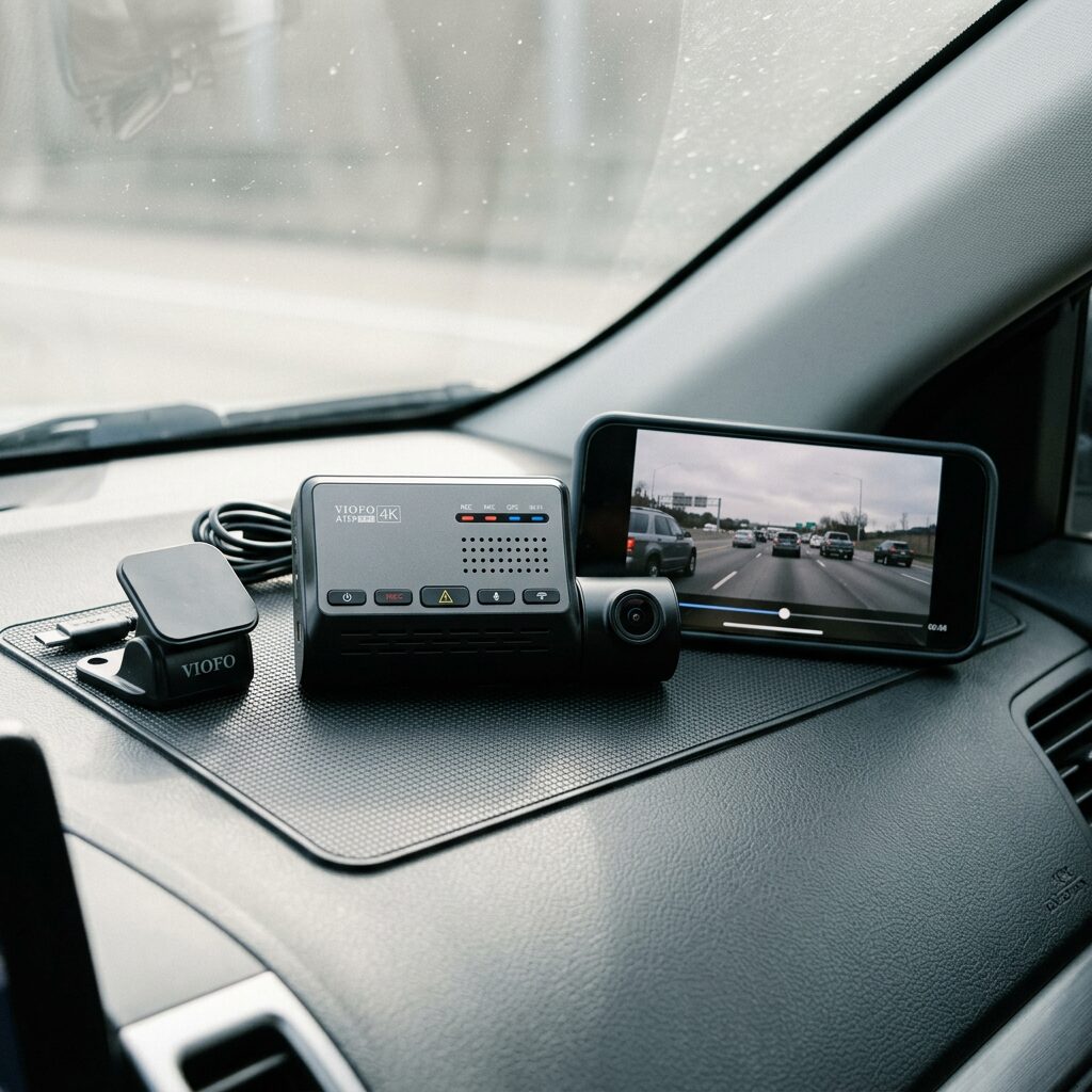 4K Dash Cam - Front Car Dash Camera with WiFi, GPS and Night Vision, Loop Recording Windscreen Dashcam with Parking Mode