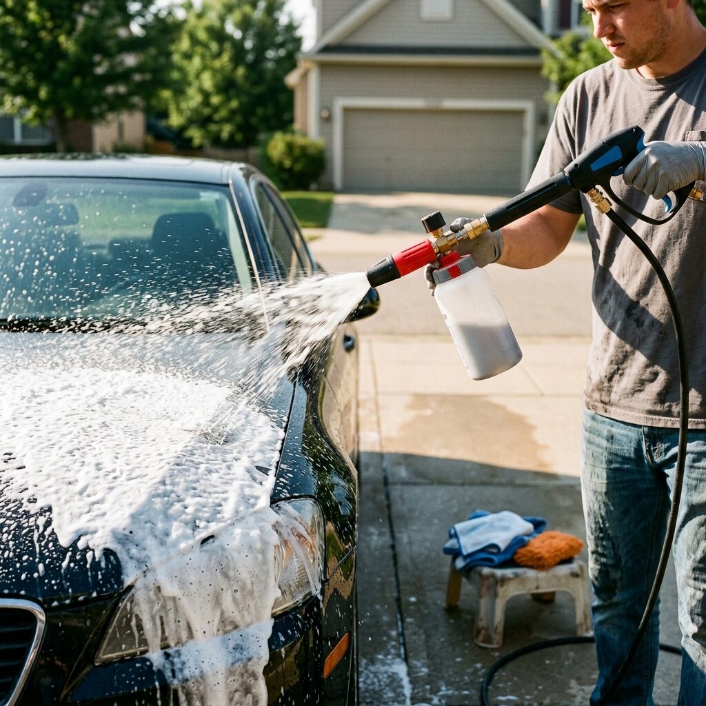 Foam Cannon Car Wash Kit - Pressure Washer Snow Foam Gun with Wash Pad and Microfibre Towel for Car Detailing