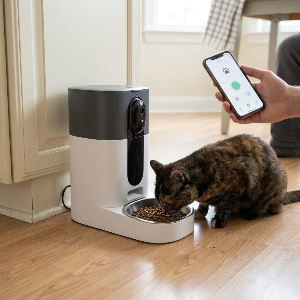 Automatic Cat Feeder with Camera - WiFi Smart Pet Feeder with App Control, HD Night Vision and Two Way Audio for Cats and Dogs