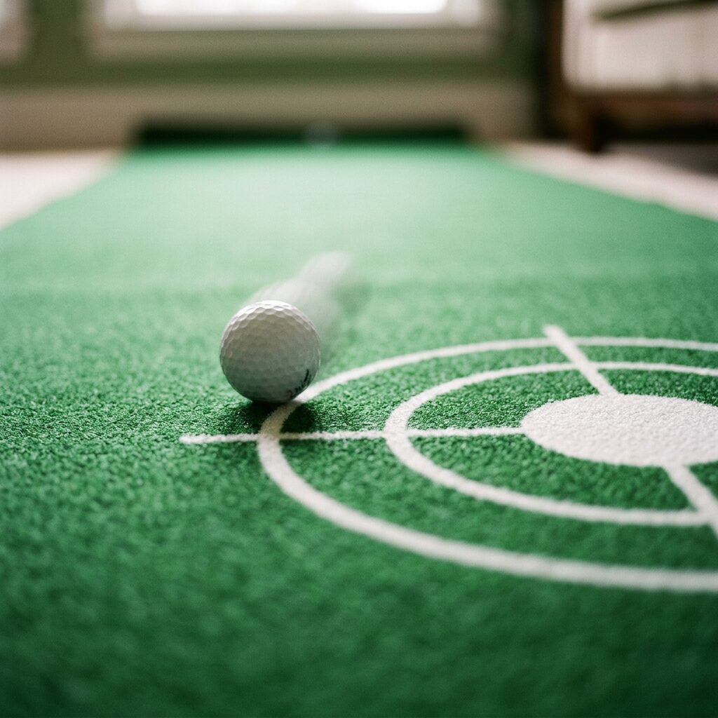 Golf Putting Mat - Indoor Putting Green with Alignment Lines and Distance Markings for Home and Office Practice
