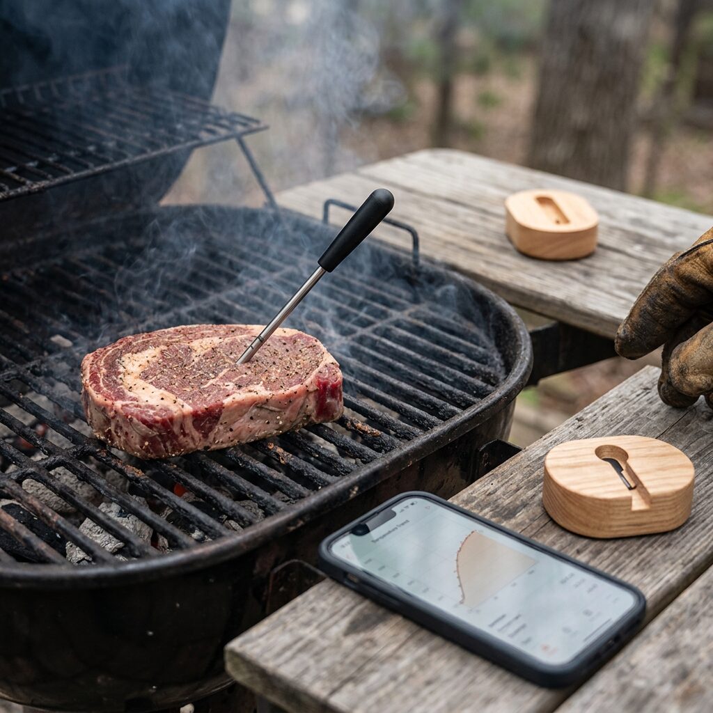 Wireless Meat Thermometer - Smart Bluetooth Meat Thermometer with App for BBQ, Grill, Oven and Air Fryer