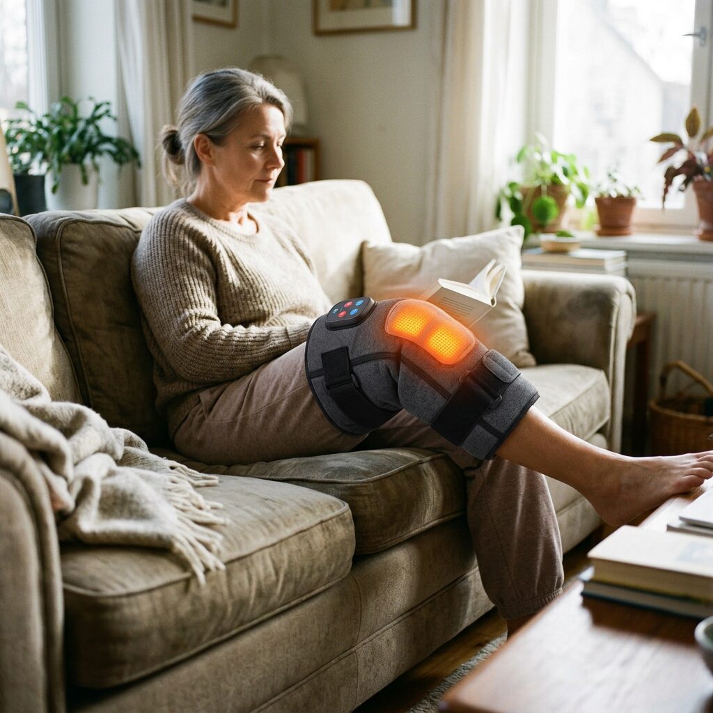 Heated Knee Massager - Cordless Infrared Heat and Vibration Knee Brace for Arthritis and Joint Pain Relief