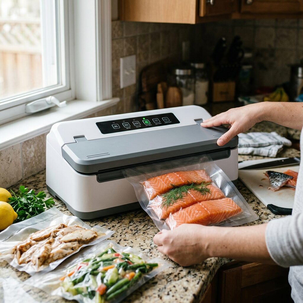 Vacuum Sealer Machine - Automatic Food Vacuum Sealer for Food Storage, Meal Prep and Sous Vide with Starter Bags