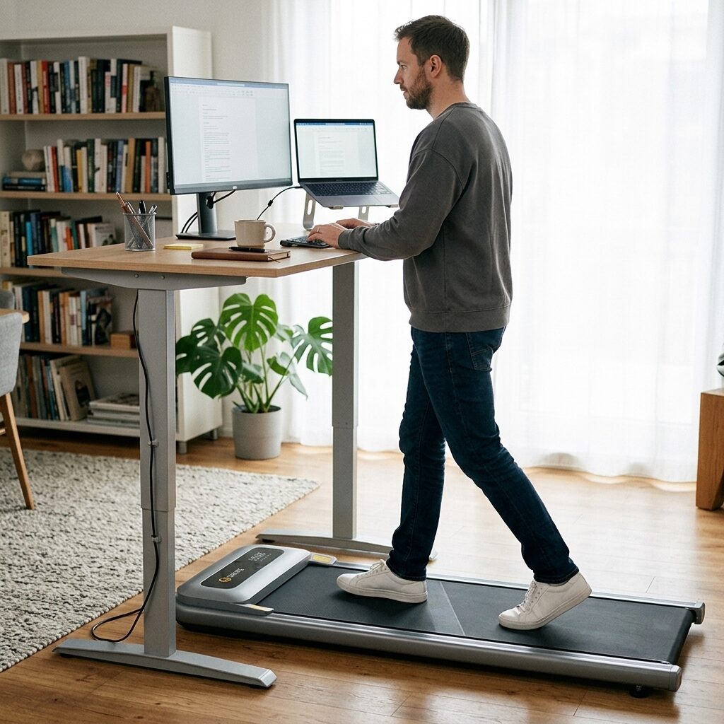 Under Desk Walking Pad Treadmill - Slim Portable Walking Treadmill with Remote for Home Office and Standing Desk