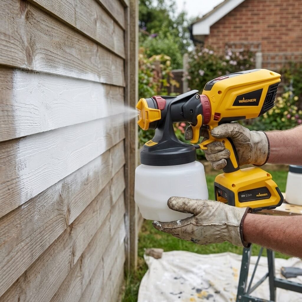 Cordless Paint Sprayer - Handheld Battery HVLP Spray Gun for Fences Furniture Walls and Home DIY Painting Projects