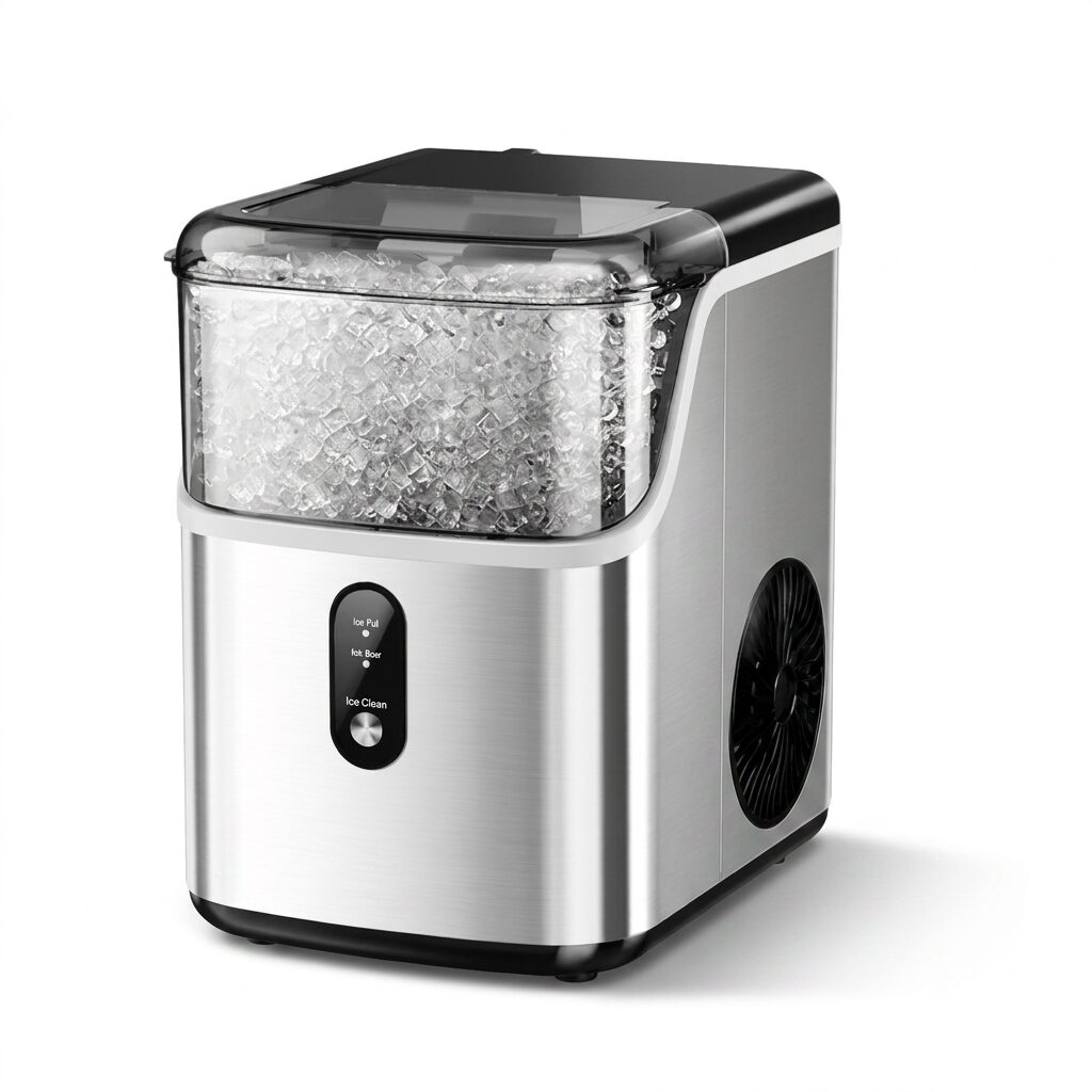 Countertop Nugget Ice Maker - Self Cleaning Pebble Ice Machine Making Chewable Nugget Ice for Home and Kitchen