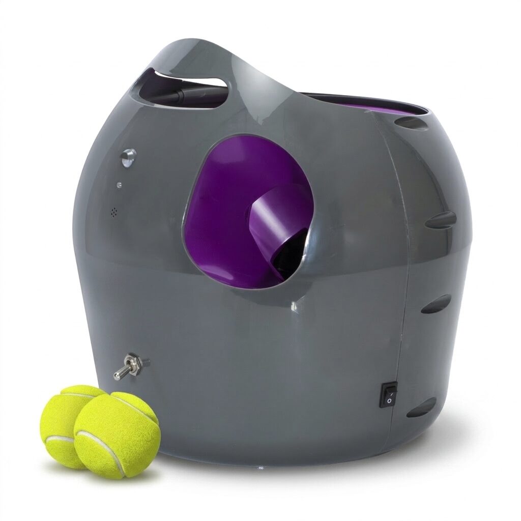 Automatic Dog Ball Launcher - Interactive Fetch Machine with Adjustable Distance for Small and Medium Dogs Indoor and Outdoor