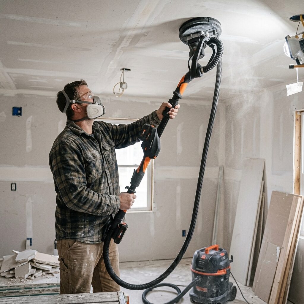 Cordless Drywall Sander - Brushless Electric Wall and Ceiling Sander with Dust Collection and LED for Renovation