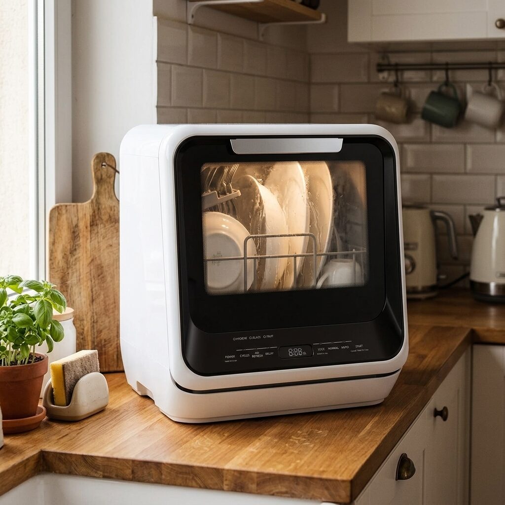 Countertop Dishwasher - Portable Benchtop Dishwasher with Multiple Wash Programs for Small Kitchens and Apartments