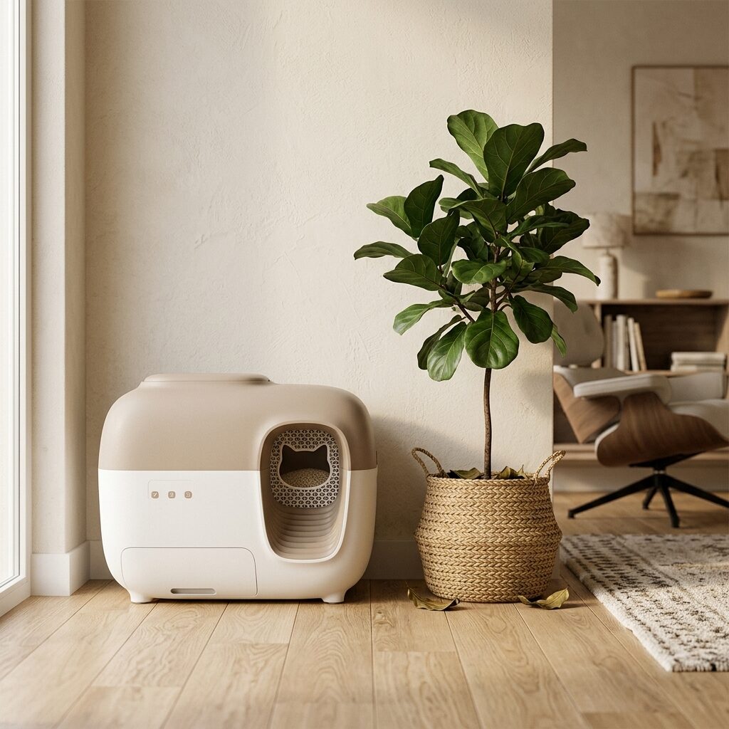 Self Cleaning Cat Litter Box - Automatic Robot Litter Box with Odor Control and App Control for Multiple Cats