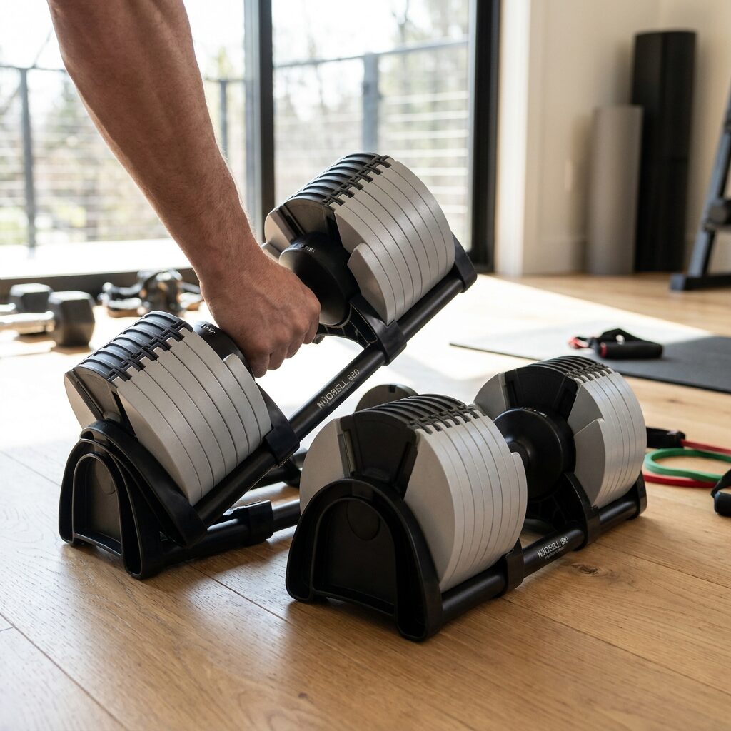 Adjustable Dumbbells - Space Saving Adjustable Dumbbell Set with Quick Weight Change for Home Gym Strength Training