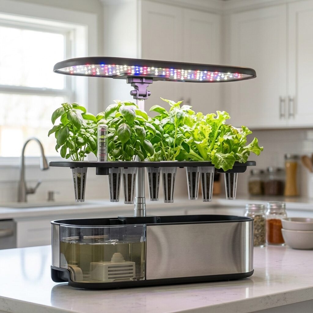 Hydroponic Indoor Garden - Smart Herb Growing System with LED Grow Light and App Control for Kitchen Countertop