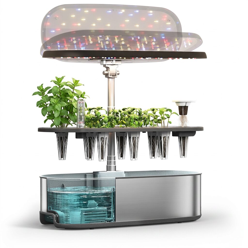 Hydroponic Indoor Garden - Smart Herb Growing System with LED Grow Light and App Control for Kitchen Countertop