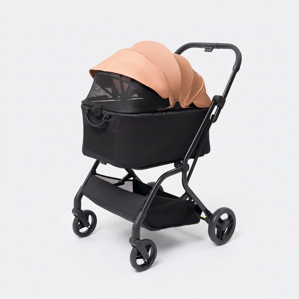 Pet Stroller for Dogs and Cats - Foldable 4 Wheel Dog Pram with Detachable Carrier for Small and Medium Pets