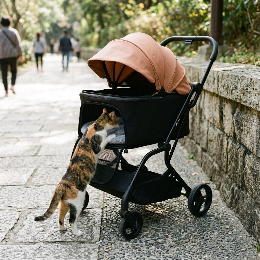 Pet Stroller for Dogs and Cats - Foldable 4 Wheel Dog Pram with Detachable Carrier for Small and Medium Pets
