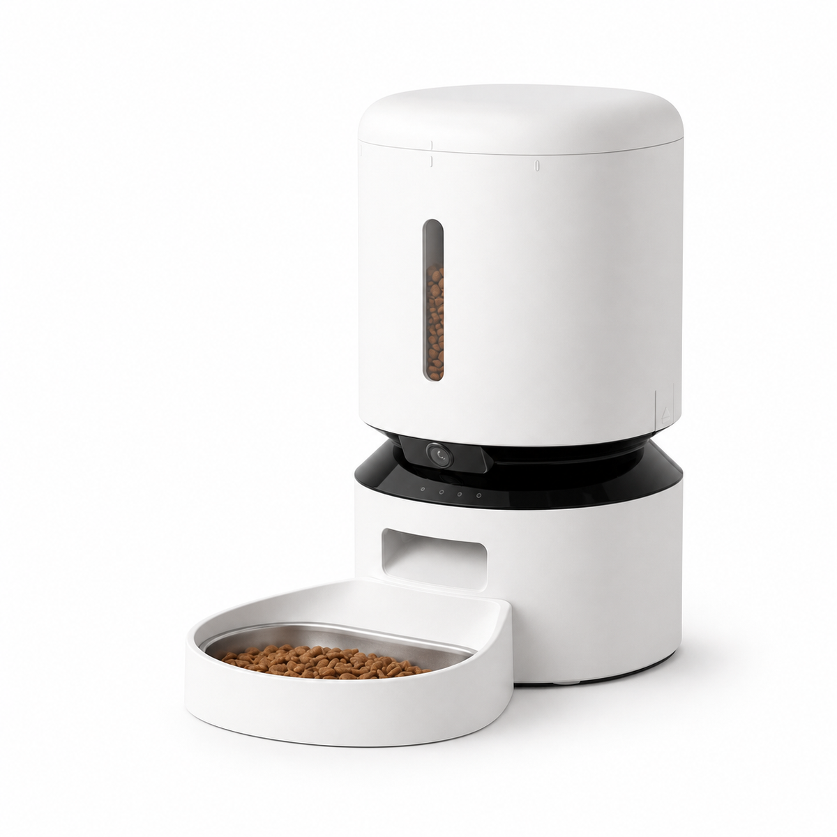 Automatic camera pet feeder right angle view